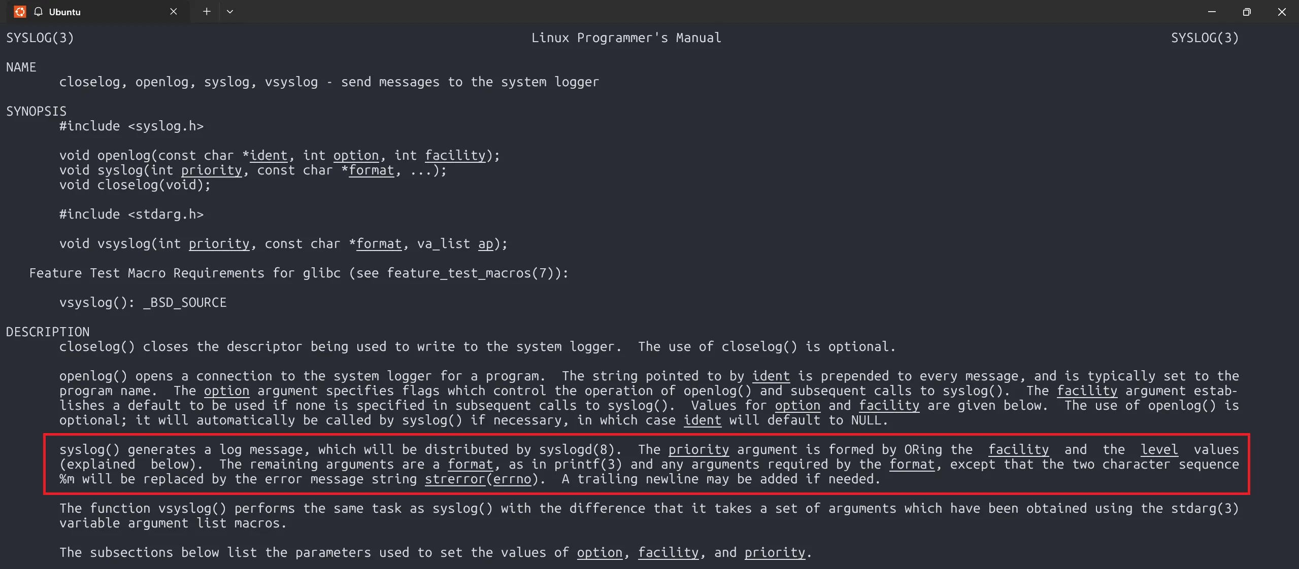 syslog-man-page
